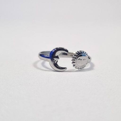 Anillo plateado sol y luna